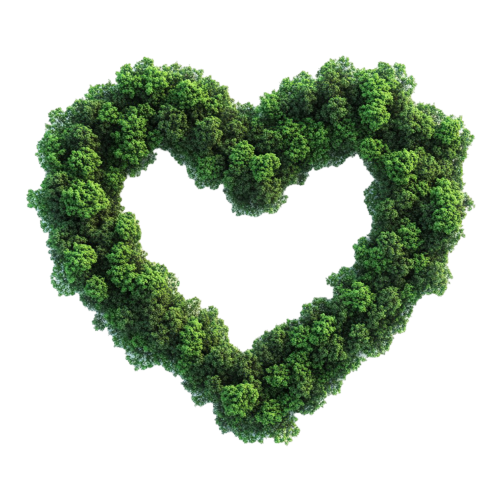 Beautiful Heart Shape Created from Lush Green Trees for Nature's Love png