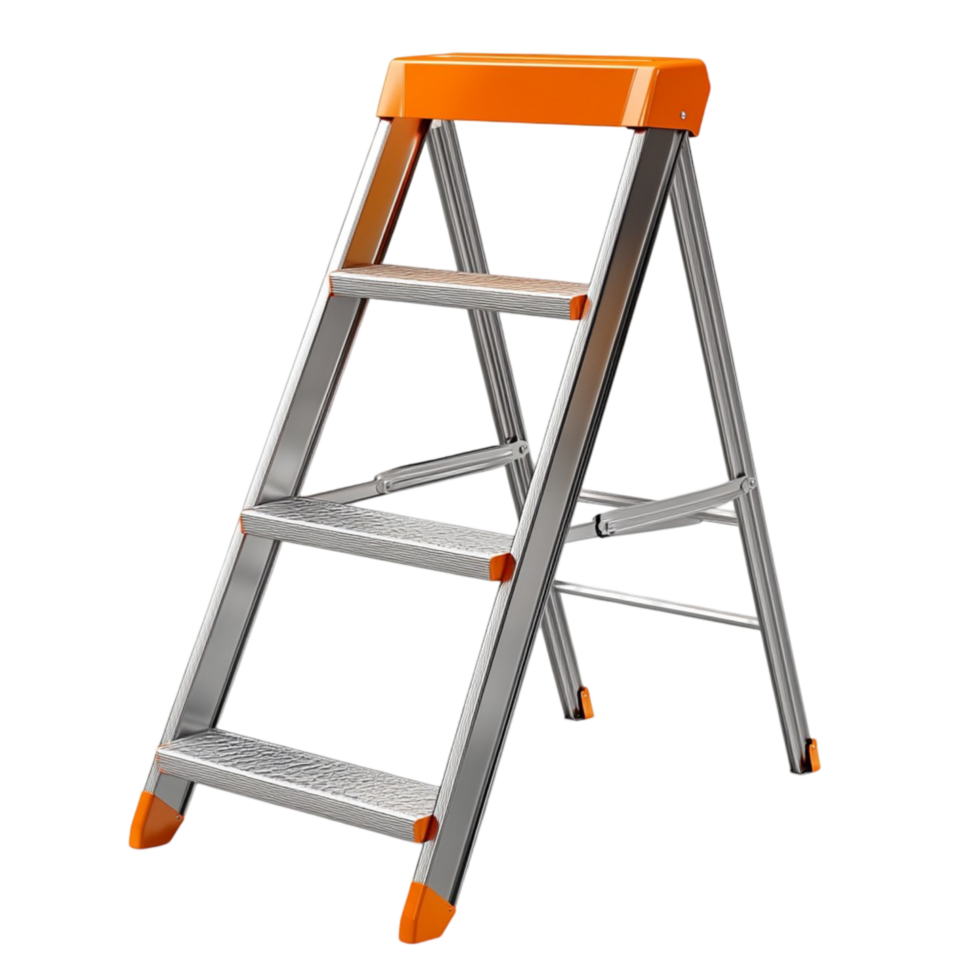 Durable Orange Step Ladder For Home And Industrial Use png