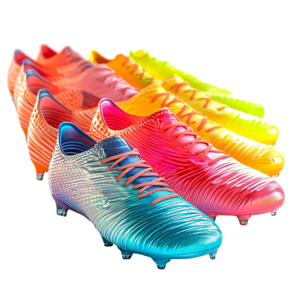 Collection Of Vibrant Soccer Cleats In Various Colors And Styles png