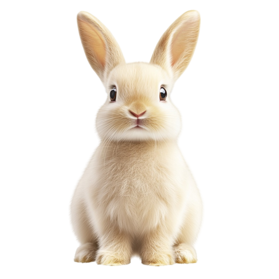Adorable White Rabbit Sitting on a Clean White Background With Soft Fur png