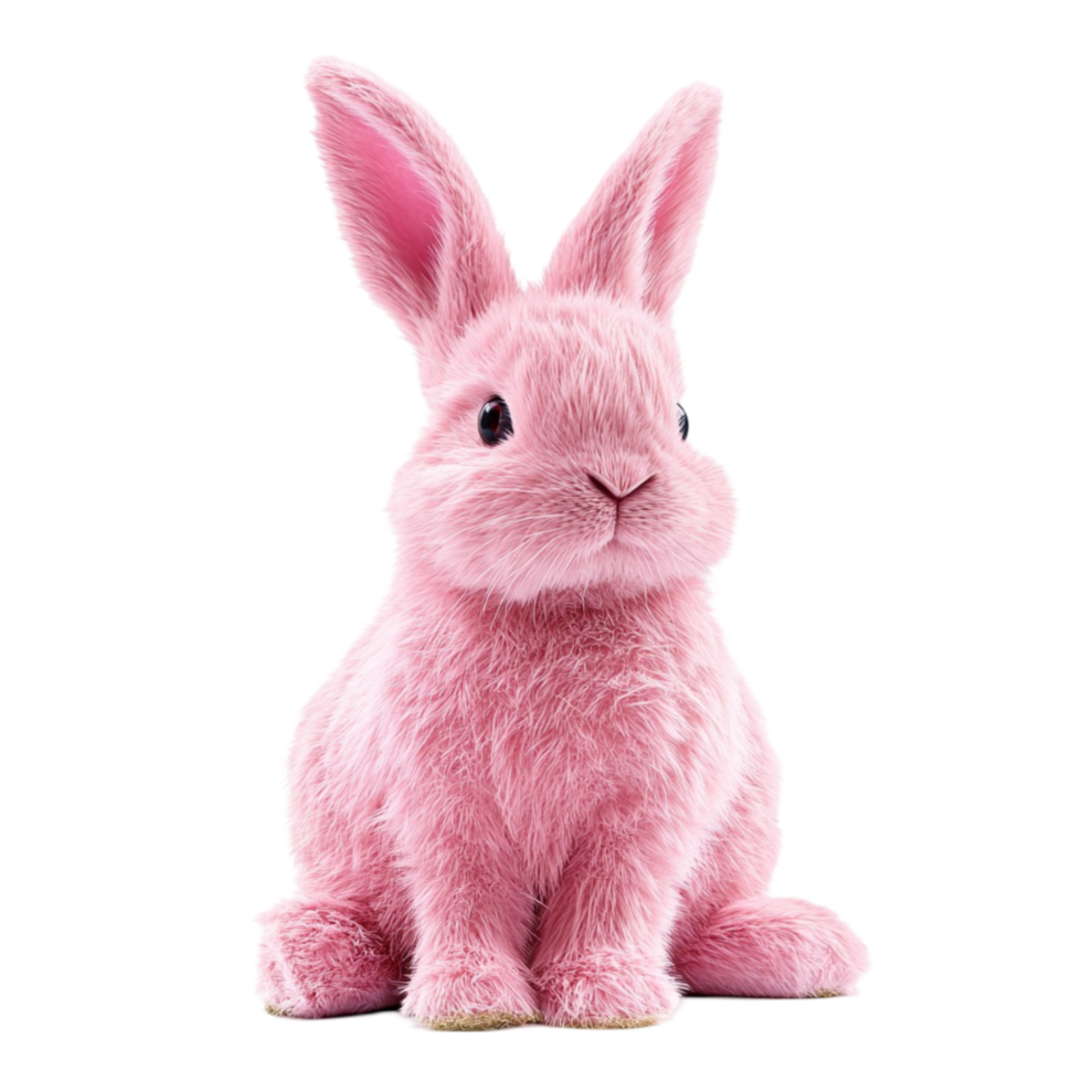 a pink rabbit sitting on a white background png