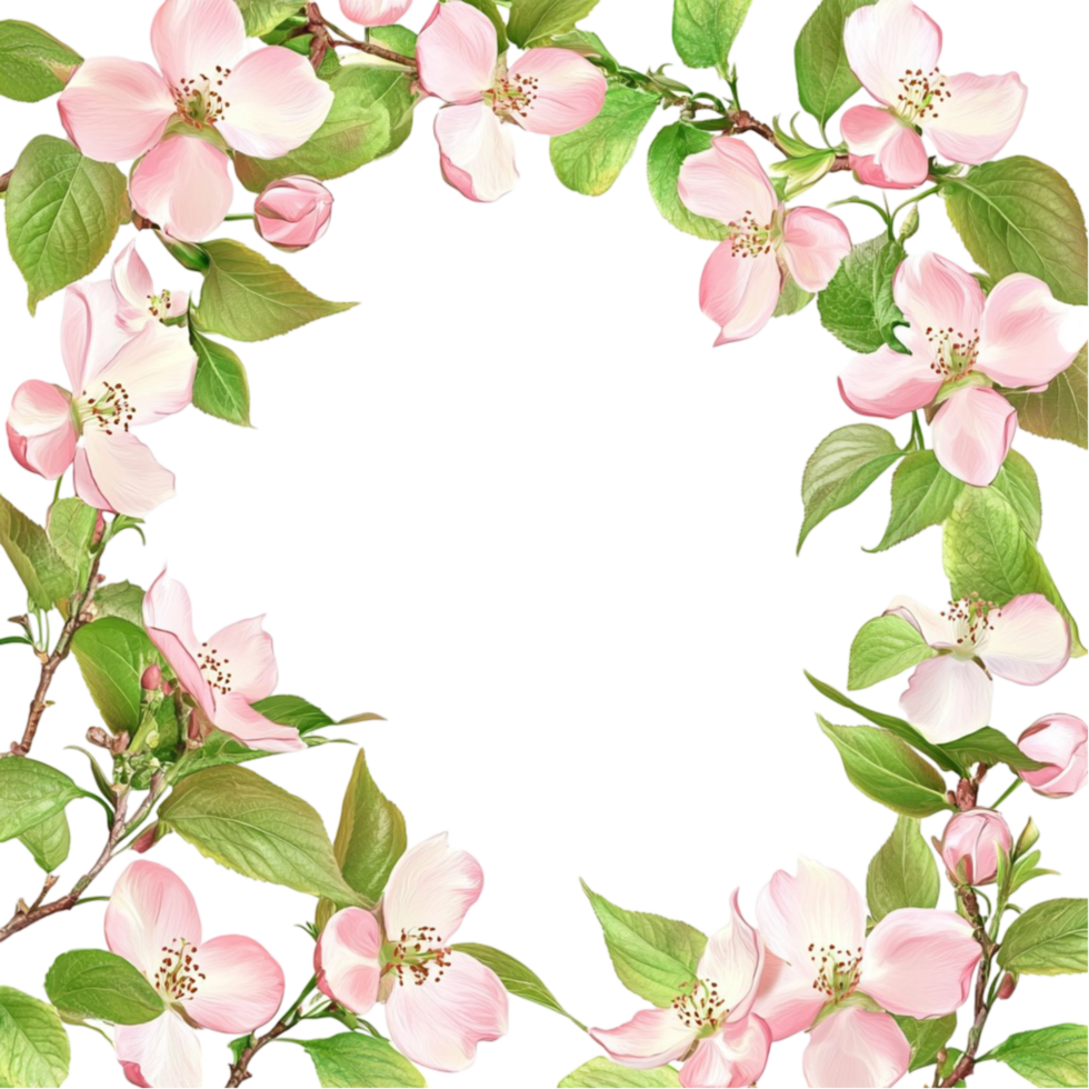 Apple Blossom Floral Border Frame for Elegant Designs png