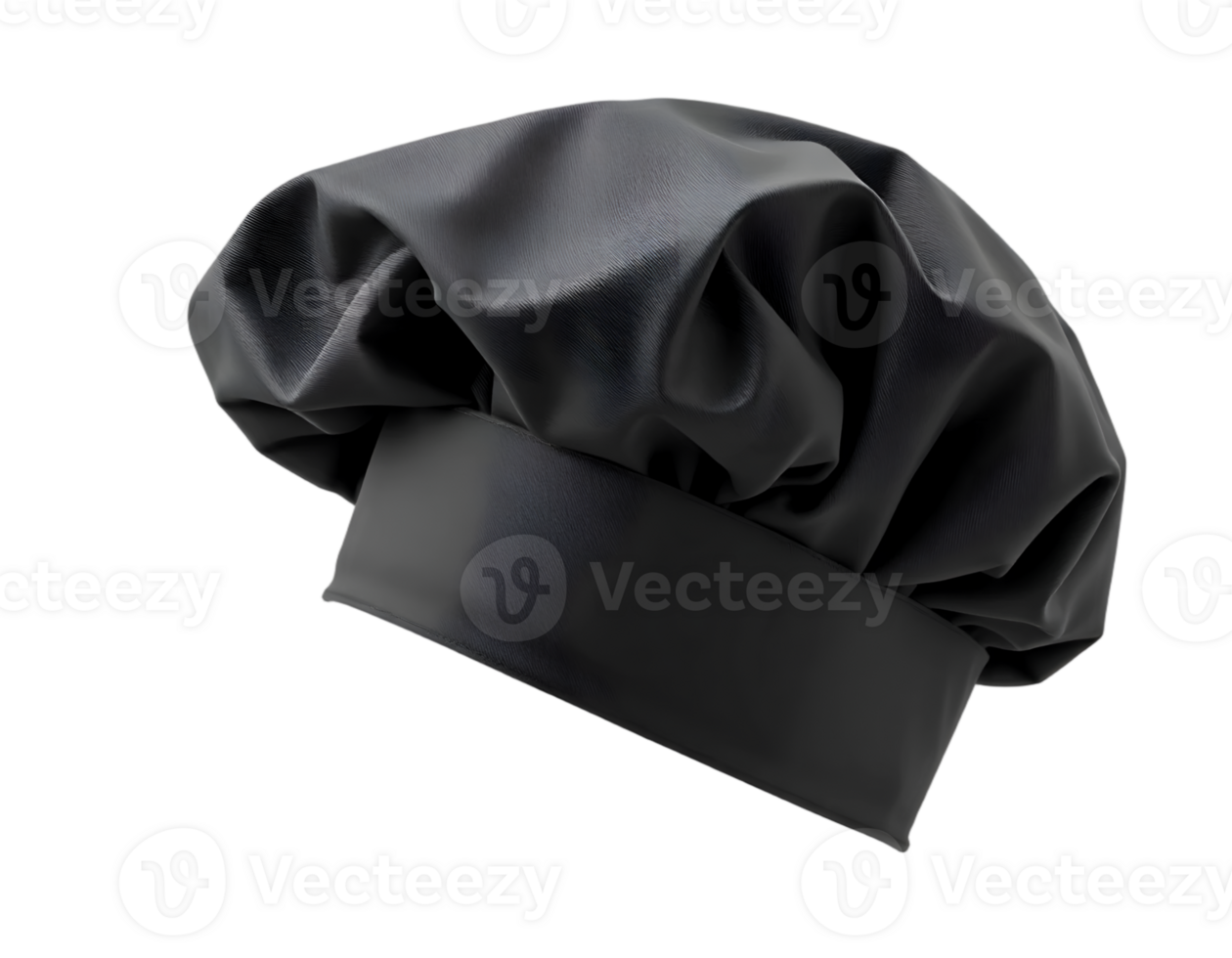 Black chef hat isolated on transparent background png