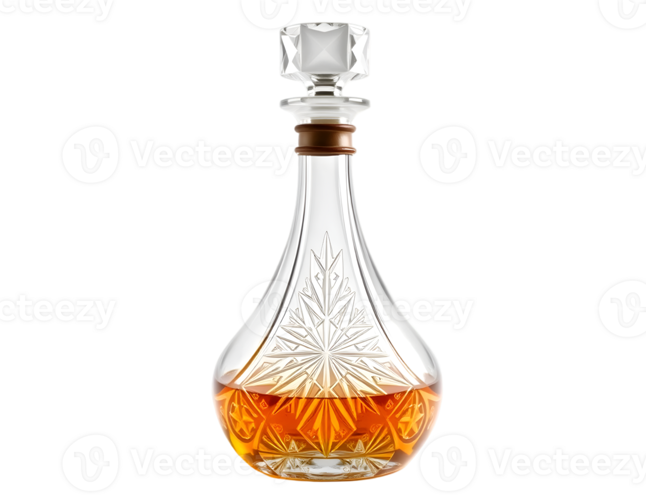 Realistic Detailed 3d Transparent Bottle of Cognac Isolated on Transparent Background png