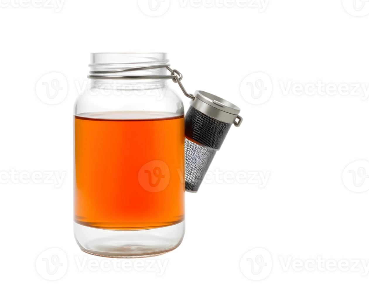 Glass jar of apple juice isolated on transparent background png