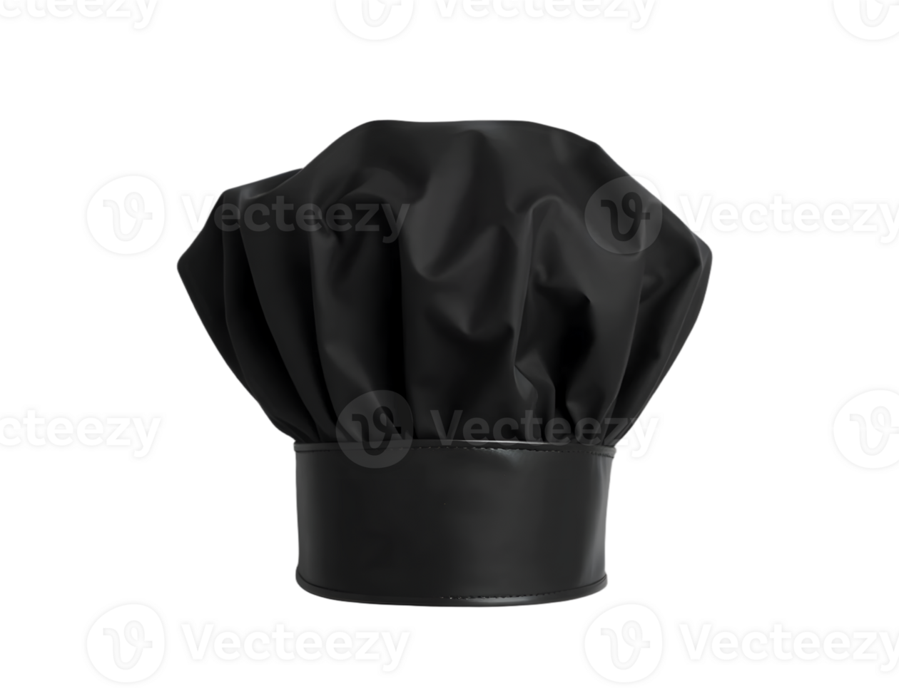 Black chef's hat isolated on a transparent background png