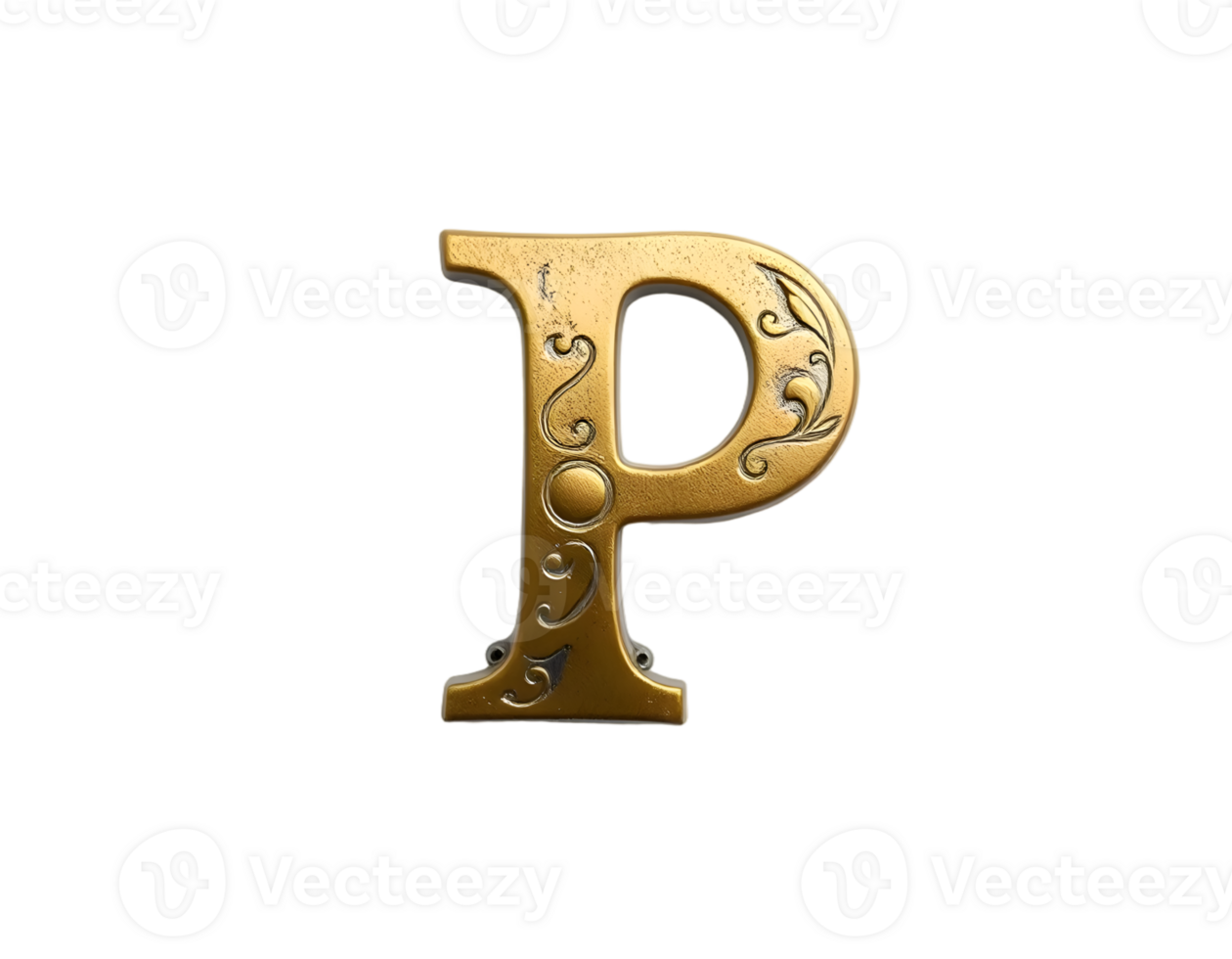 Gold Greek letter P uppercase isolated on transparent background png