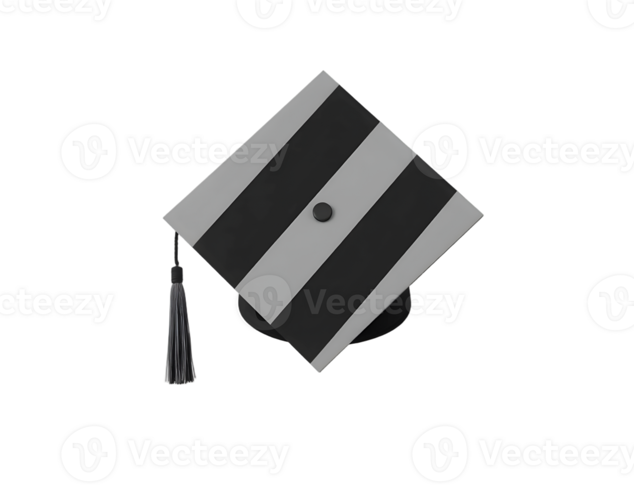 Graduation cap with black and white stripes png