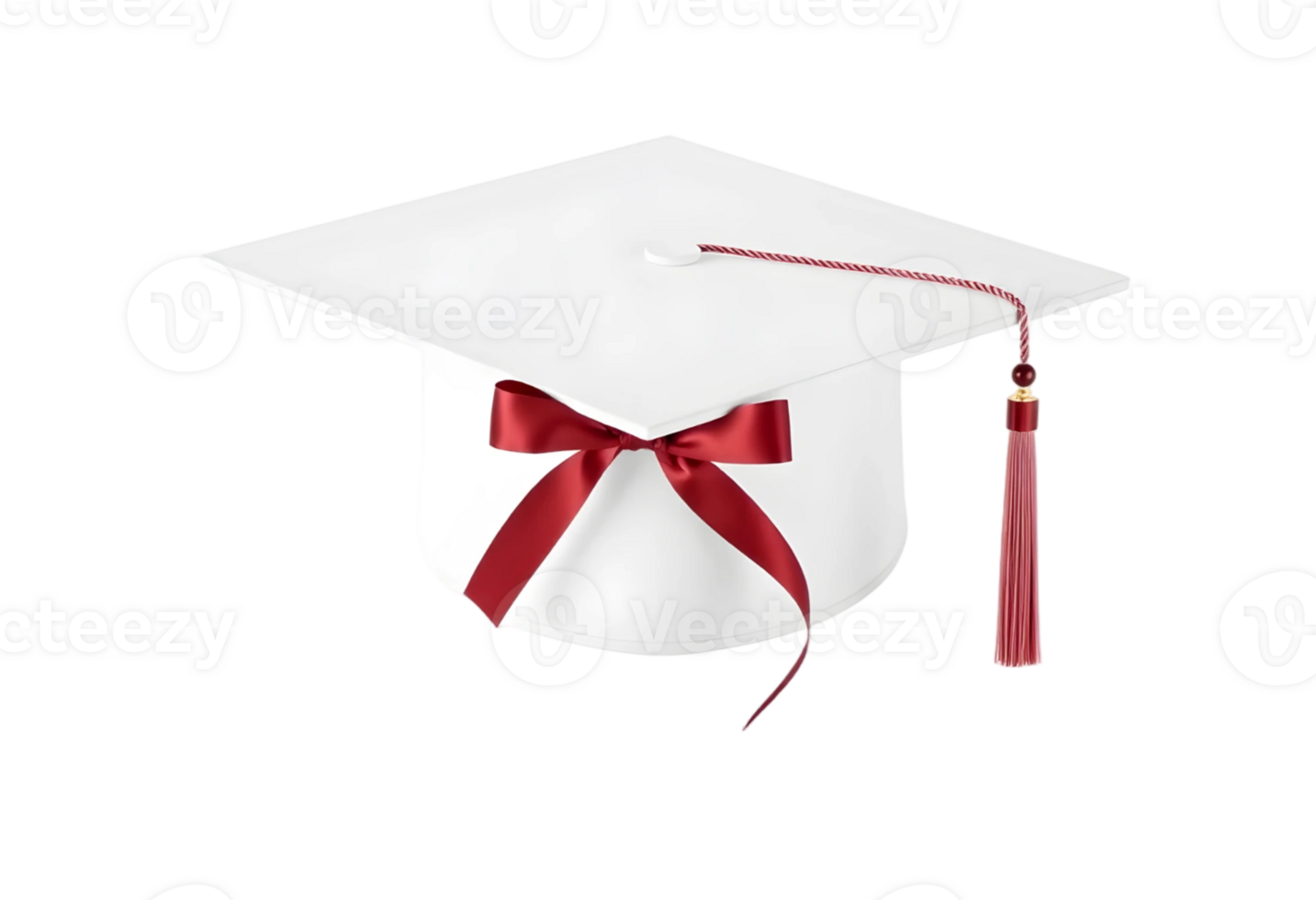 Graduation cap with red ribbon isolated on transparent background png