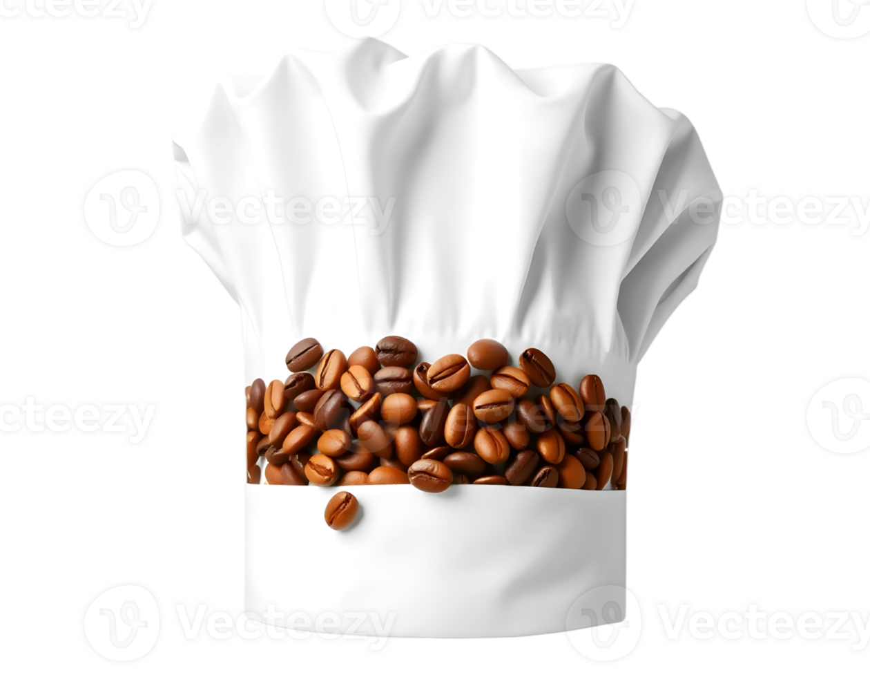 Coffee beans in chef hat isolated on transparent background png