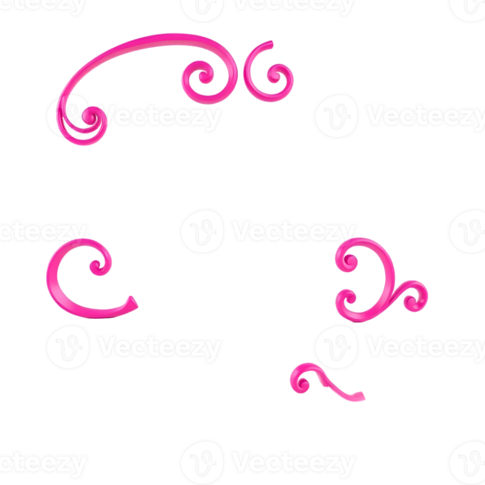 set of pink curly swirls png