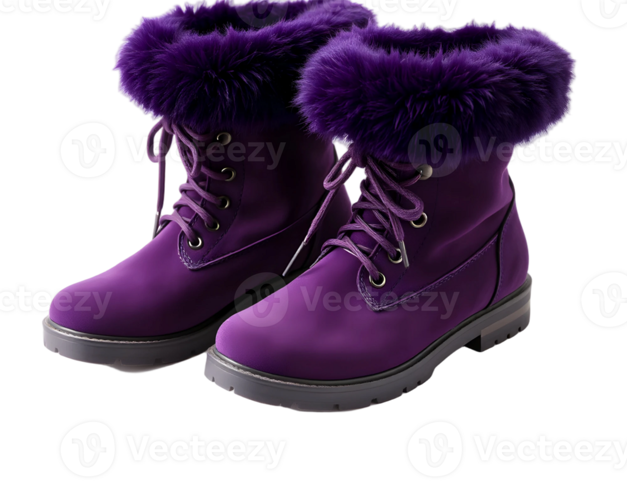 Purple winter boots with fur png