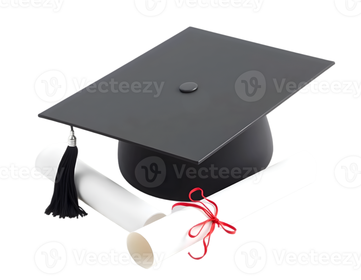 Graduation cap and diploma isolated on transparent background png