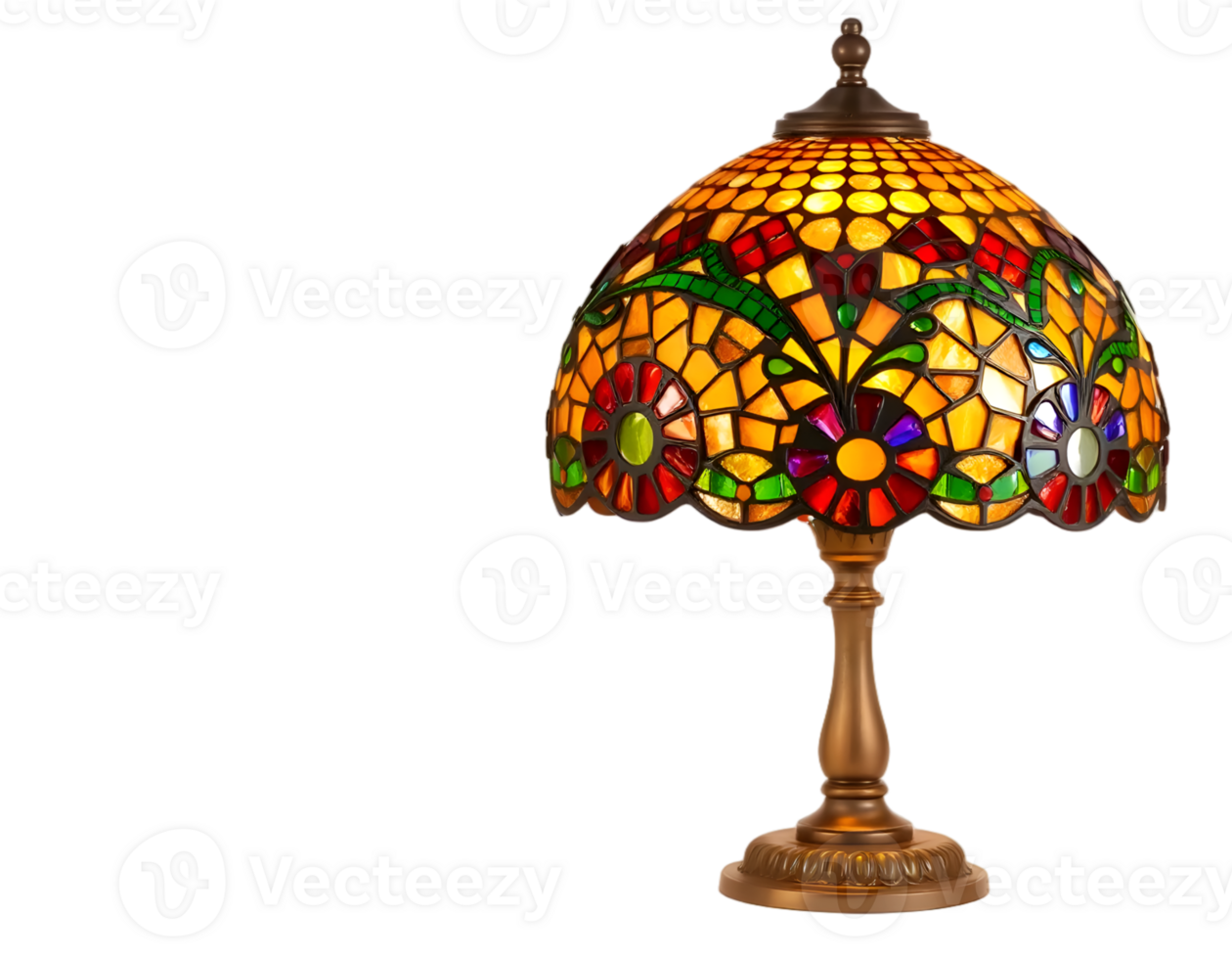 Colorful glass mosaic lamp isolated on transparent background png