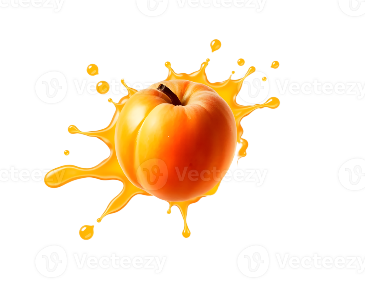 Orange juice splash with peach isolated on transparent background png