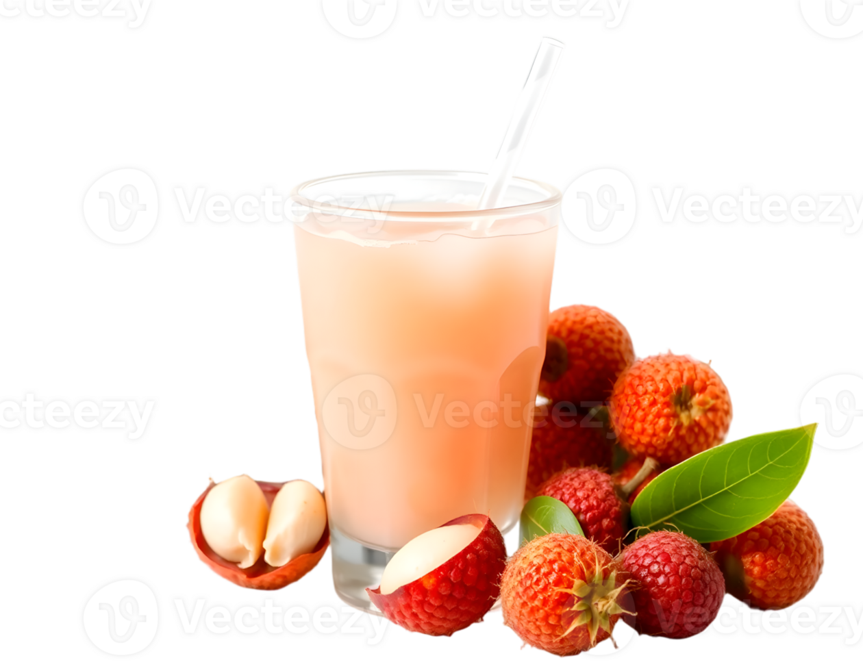 Fresh lychee juice in a glass isolated on transparent background png
