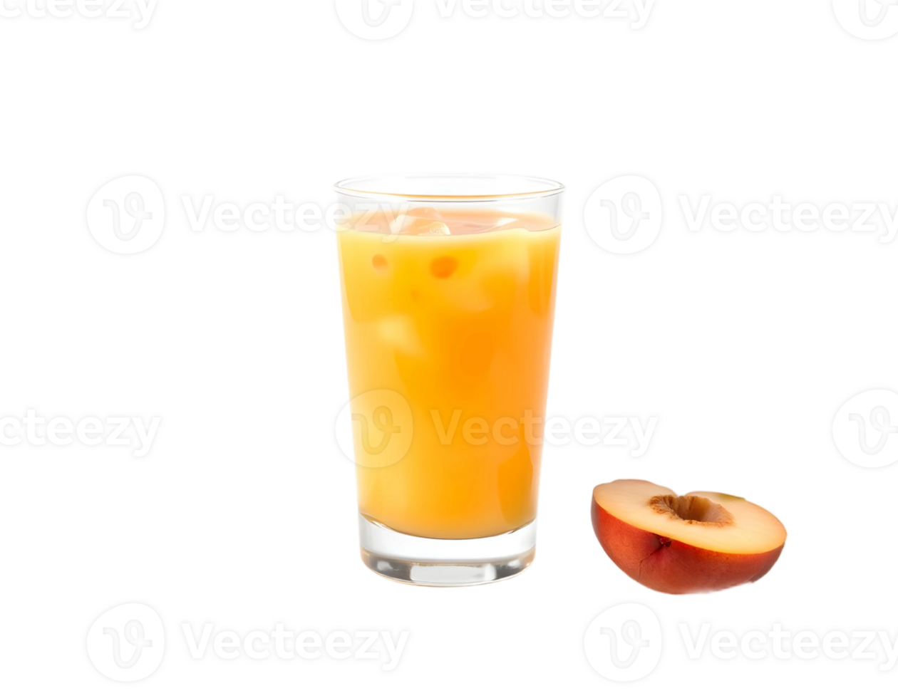 Peach juice in a glass isolated on a transparent background png