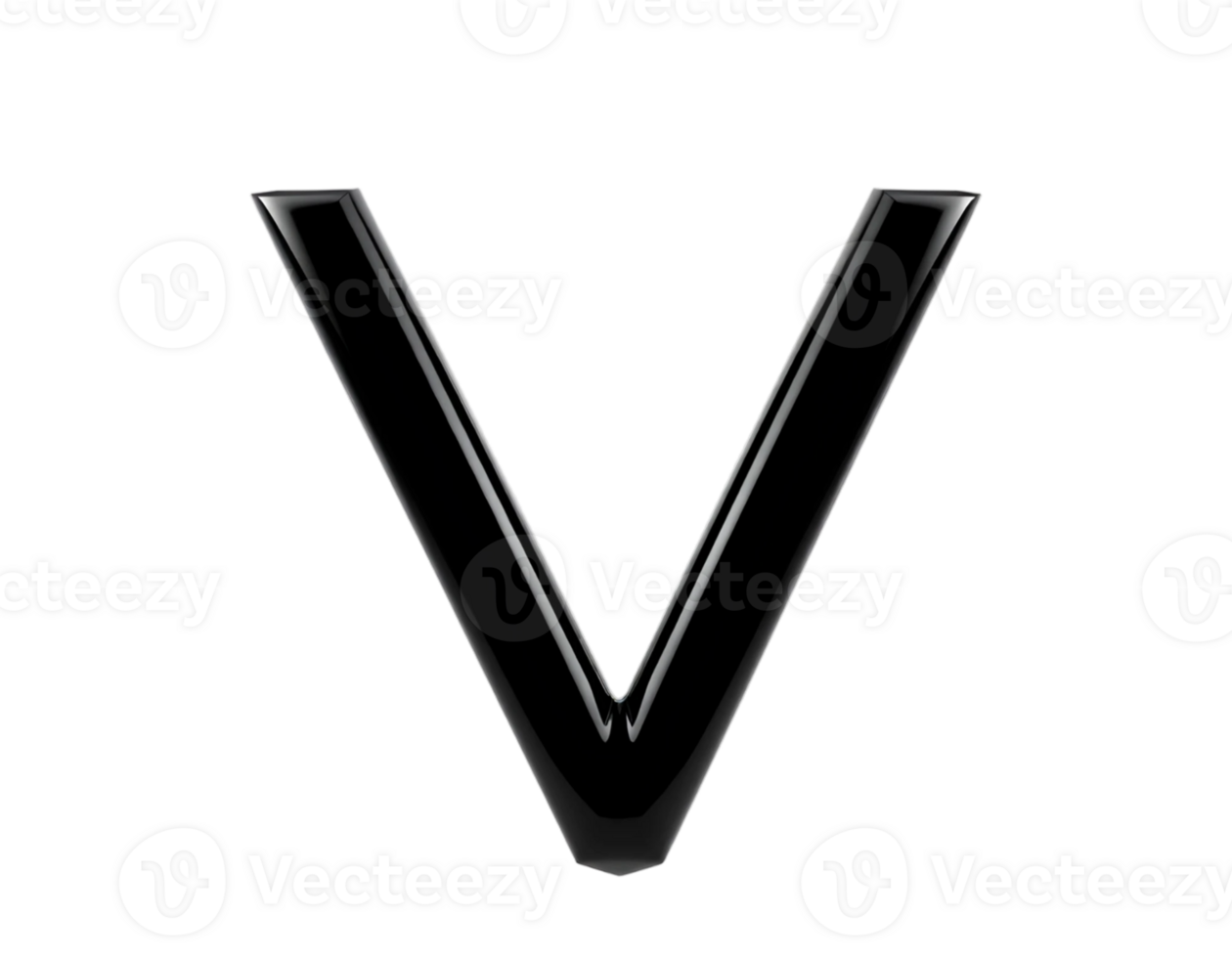 Black Letter V Isolated Transparent Background With Gradient Mesh, Illustration png