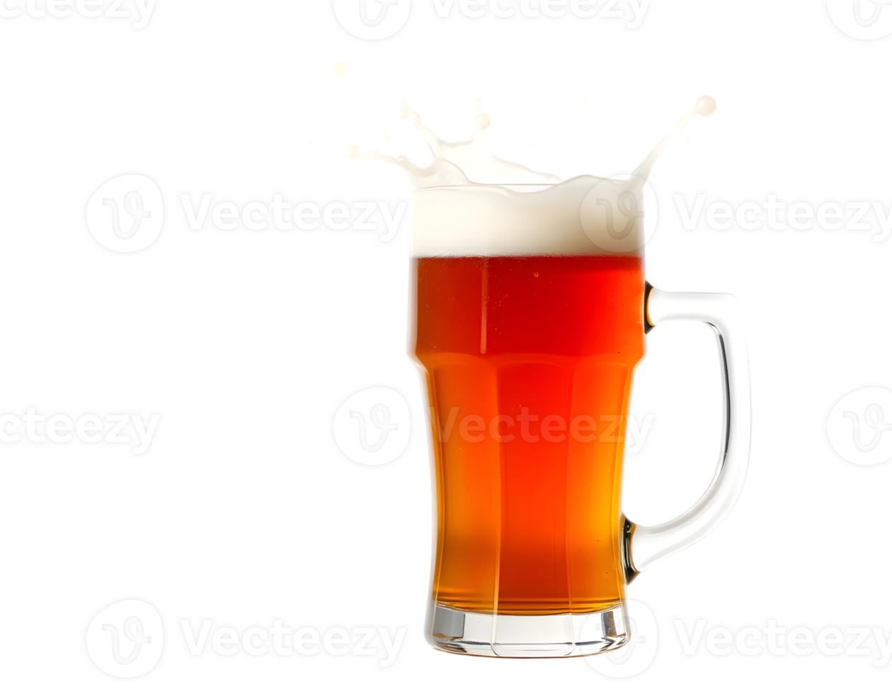 Mug of beer with foam isolated on transparent background png