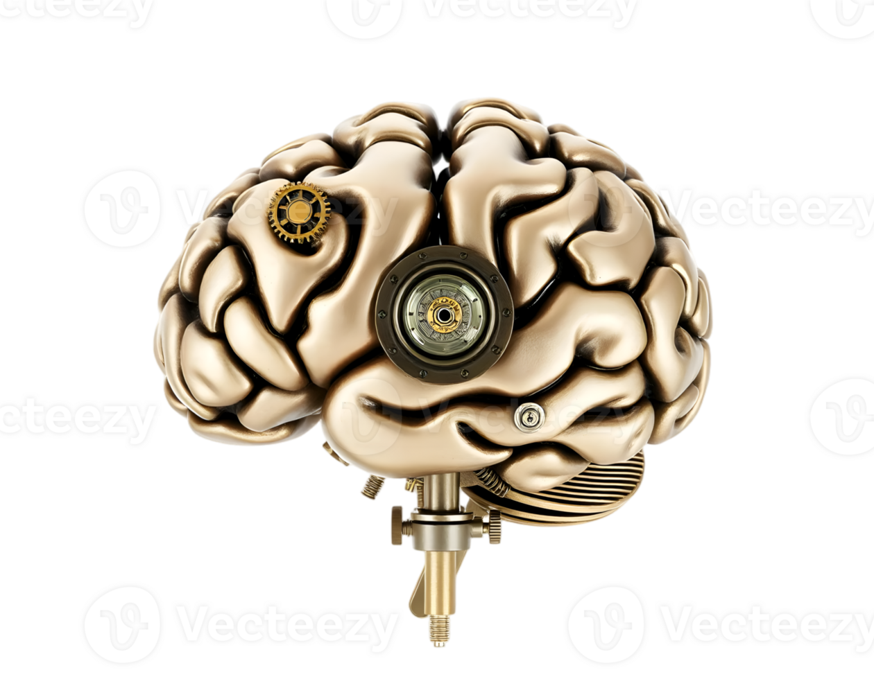 Human brain with gears and cogs isolated on transparent background png