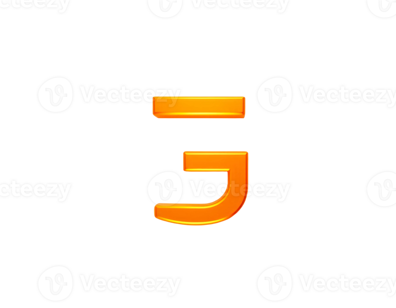 3d orange letter J icon isolated on transparent background png