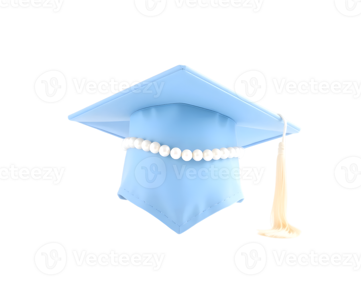 Graduation cap with pearls isolated on transparent background png