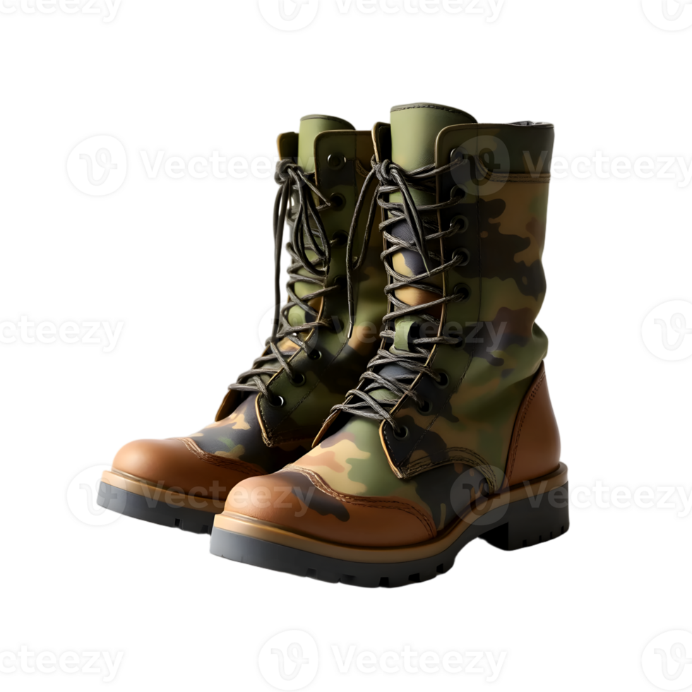 Army boots isolated on a transparent background png