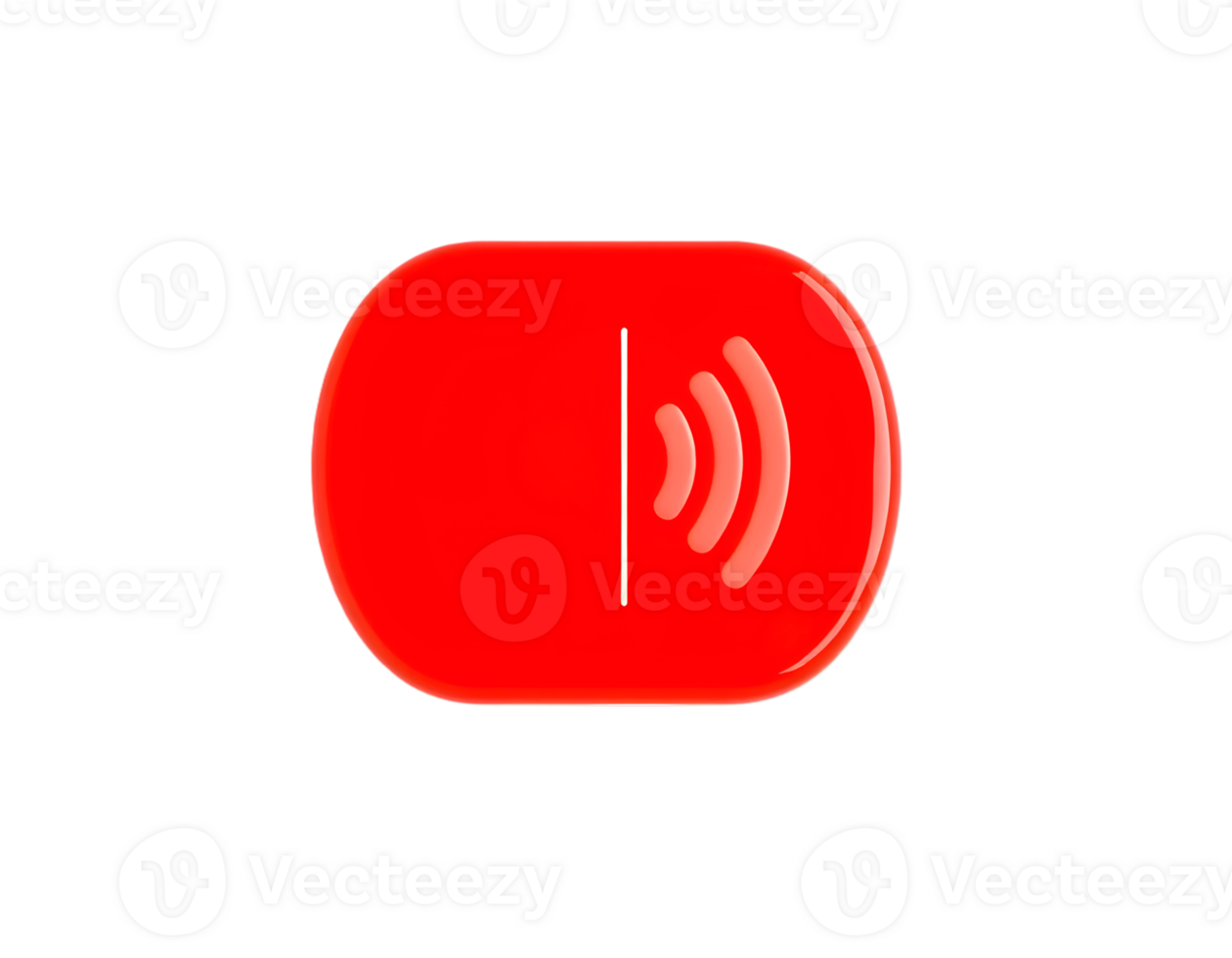Red button with wireless signal on a transparent background png