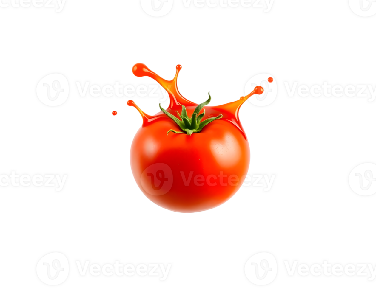 Realistic Detailed 3d Tomato with Splash Isolated on Transparent Background png