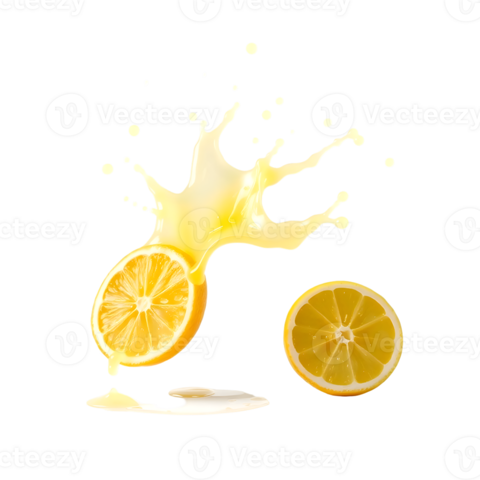 Realistic Detailed 3d Lemon Slice and Splash png