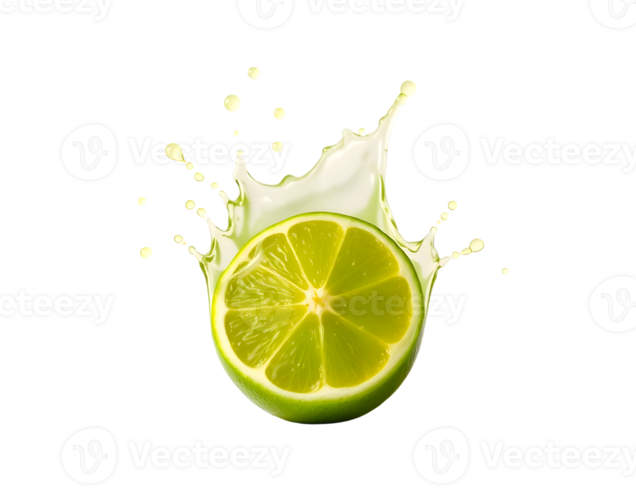 Lime and juice splash isolated on transparent background png