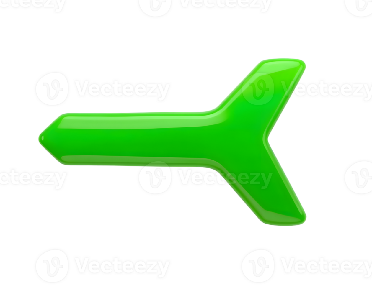 Green glossy airplane icon isolated on transparent background png