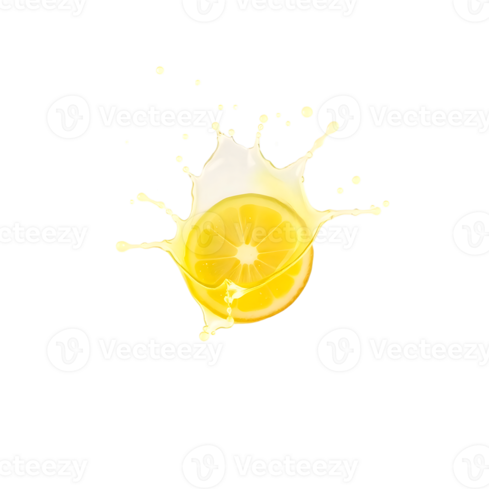 Lemon splash isolated on transparent background png