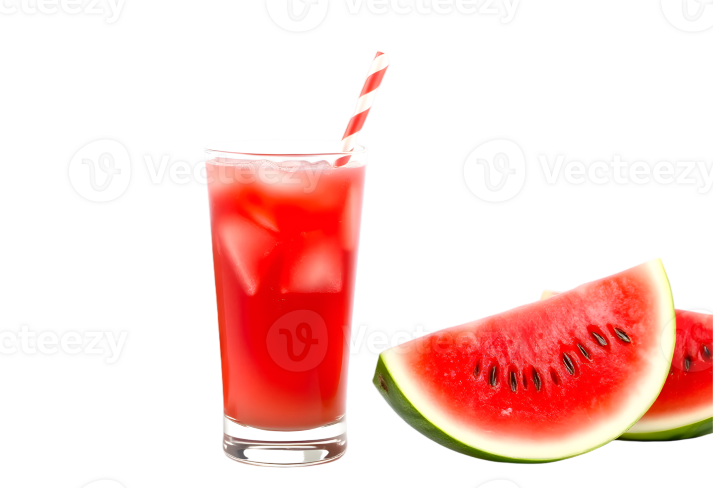 Glass of watermelon juice with straw isolated on transparent background png