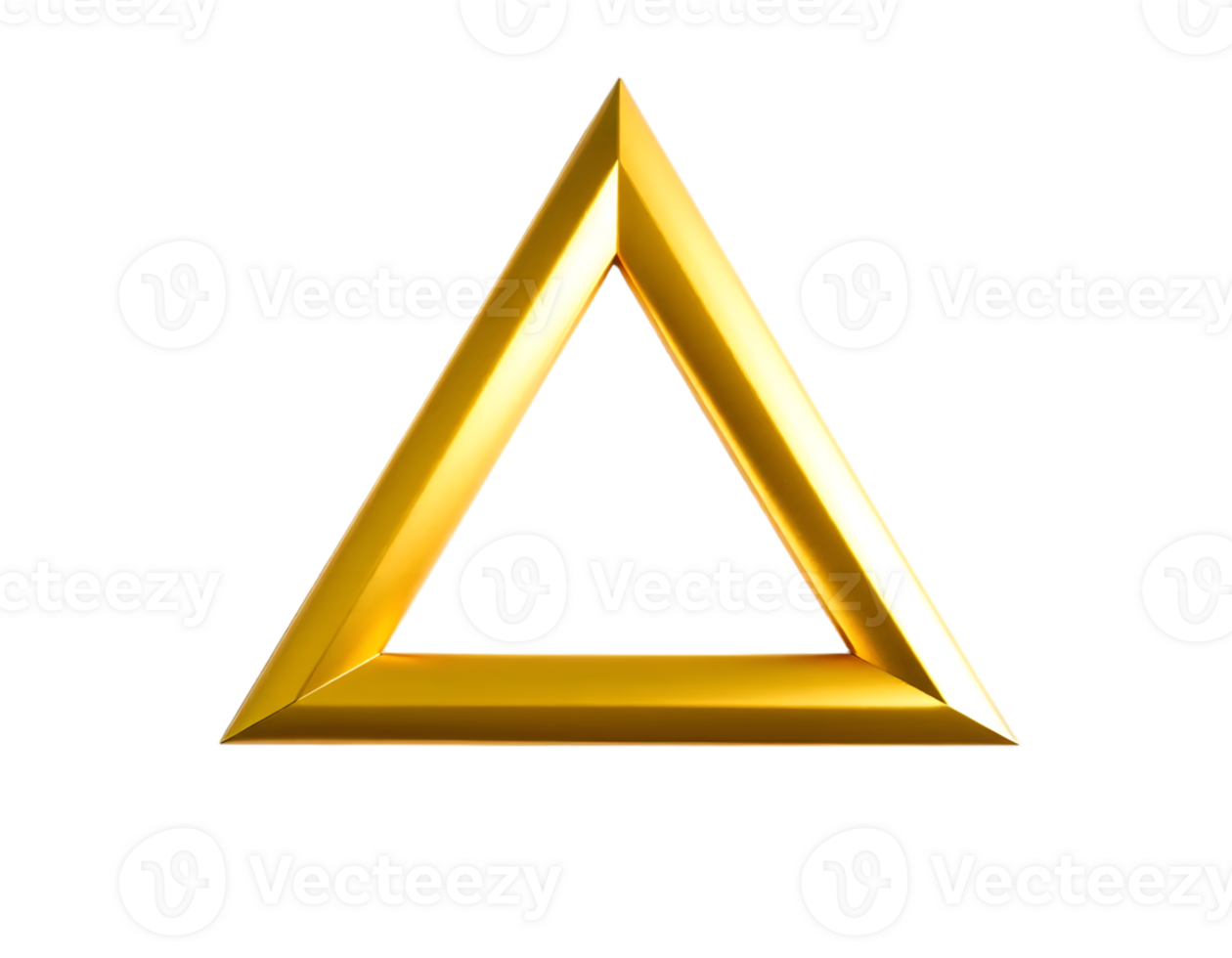 Gold triangle frame isolated on transparent background png