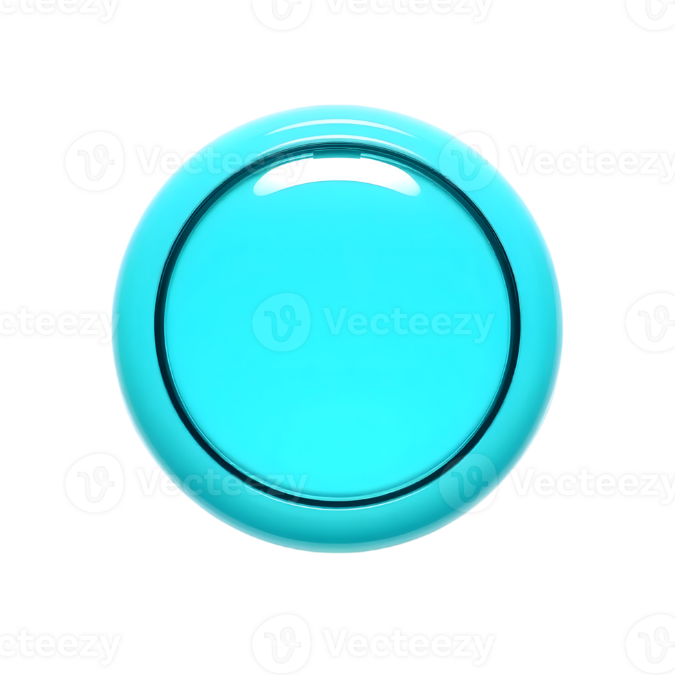 Blue glossy button on transparent background png