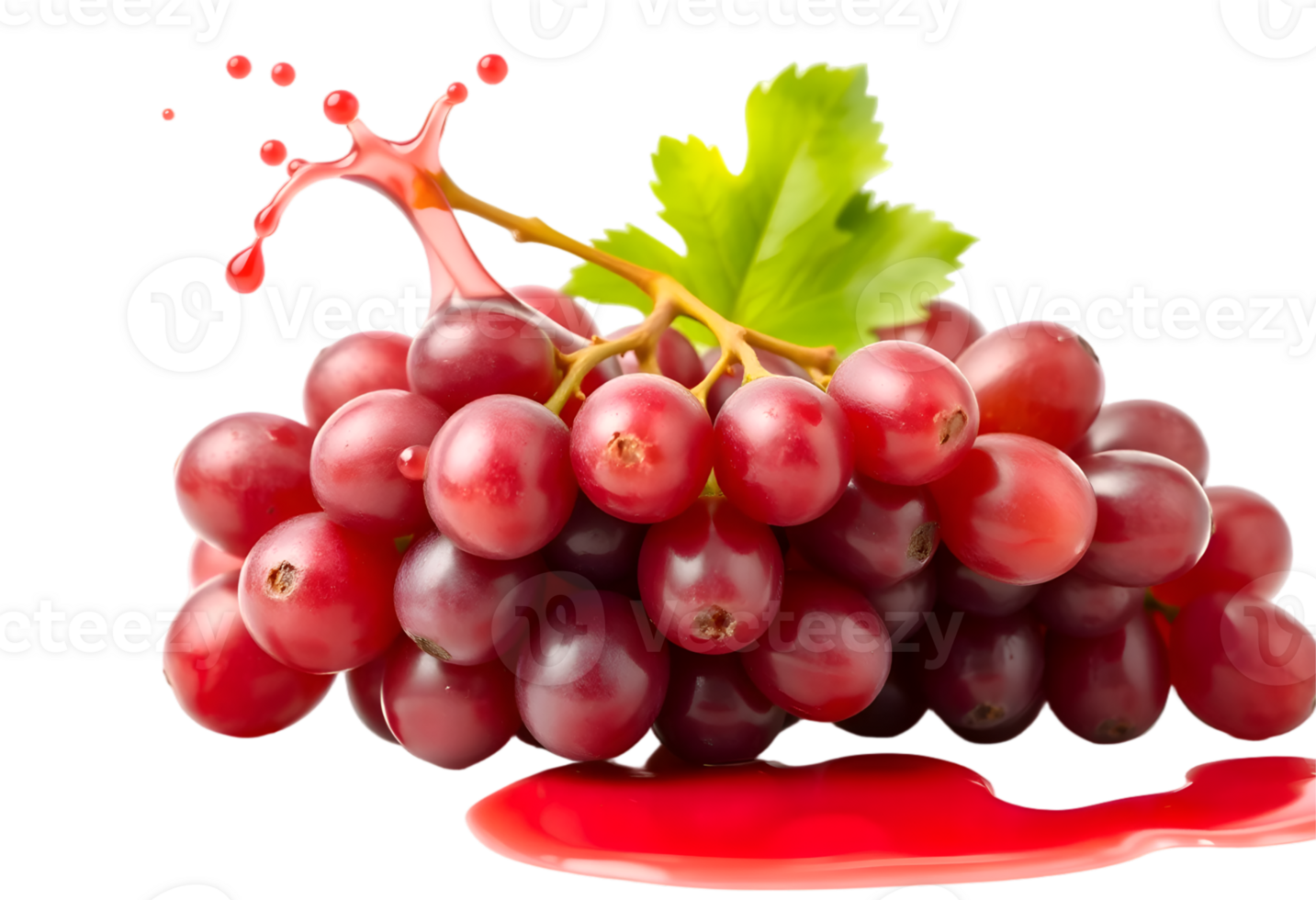 Bunch of red grapes with juice splash isolated on transparent background png