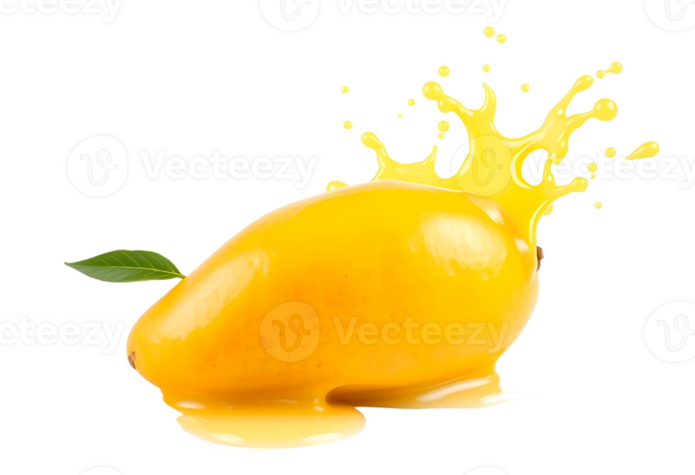 Mango with juice splash isolated on transparent background png