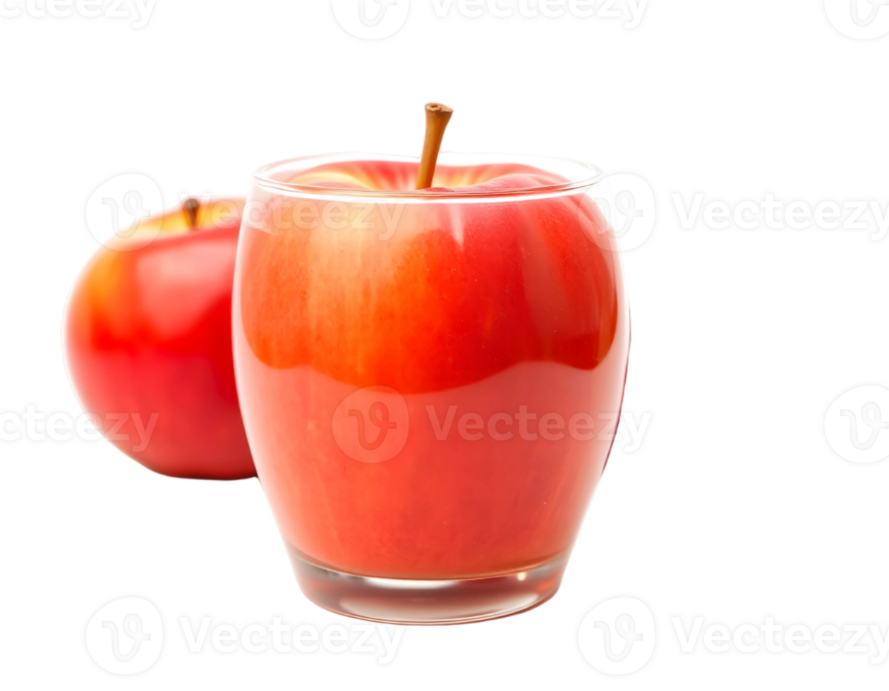 Red apple in a glass isolated on transparent background png