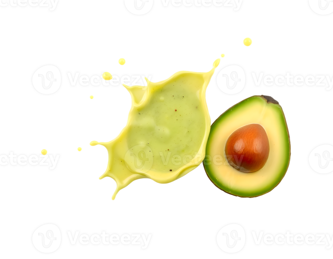Avocado with oil splash isolated on transparent background png