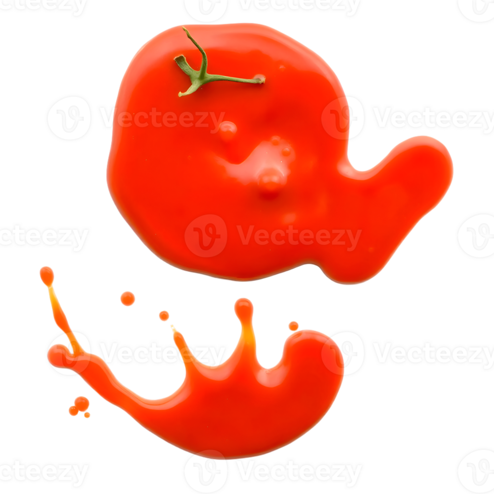 Tomato ketchup splashes isolated on transparent background png
