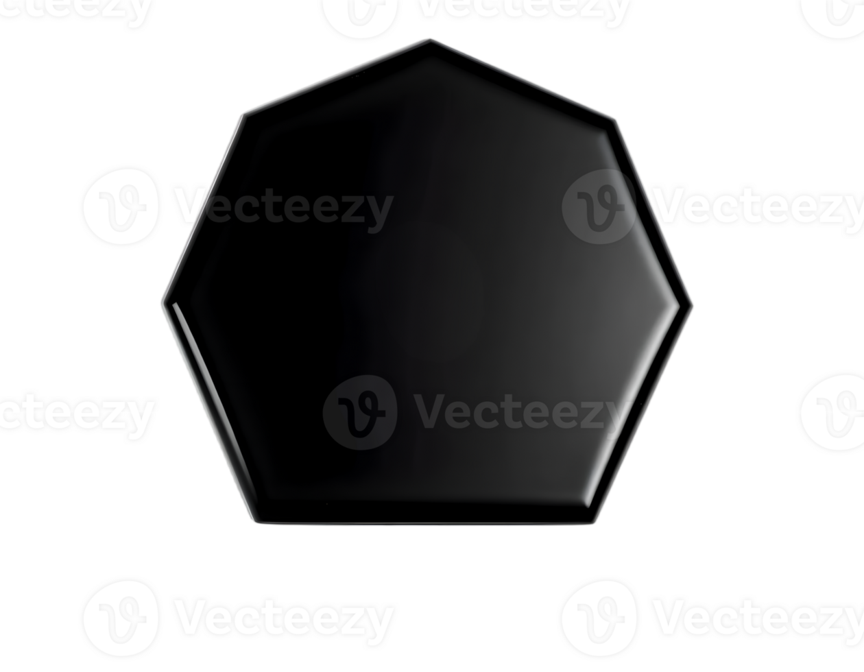 Black hexagon isolated on transparent background png