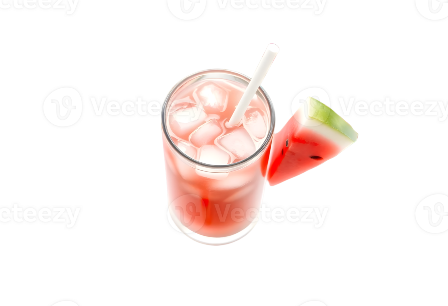 Watermelon juice in a glass with a straw on a transparent background png