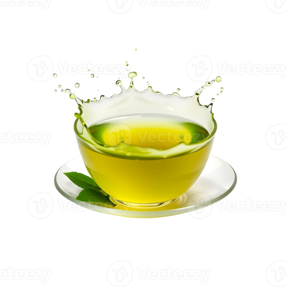 Green tea splash isolated on transparent background png