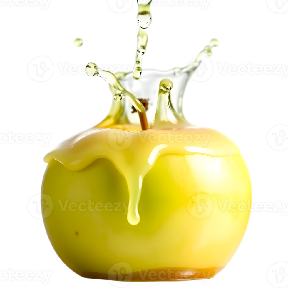 Apple with juice splash isolated on transparent background png