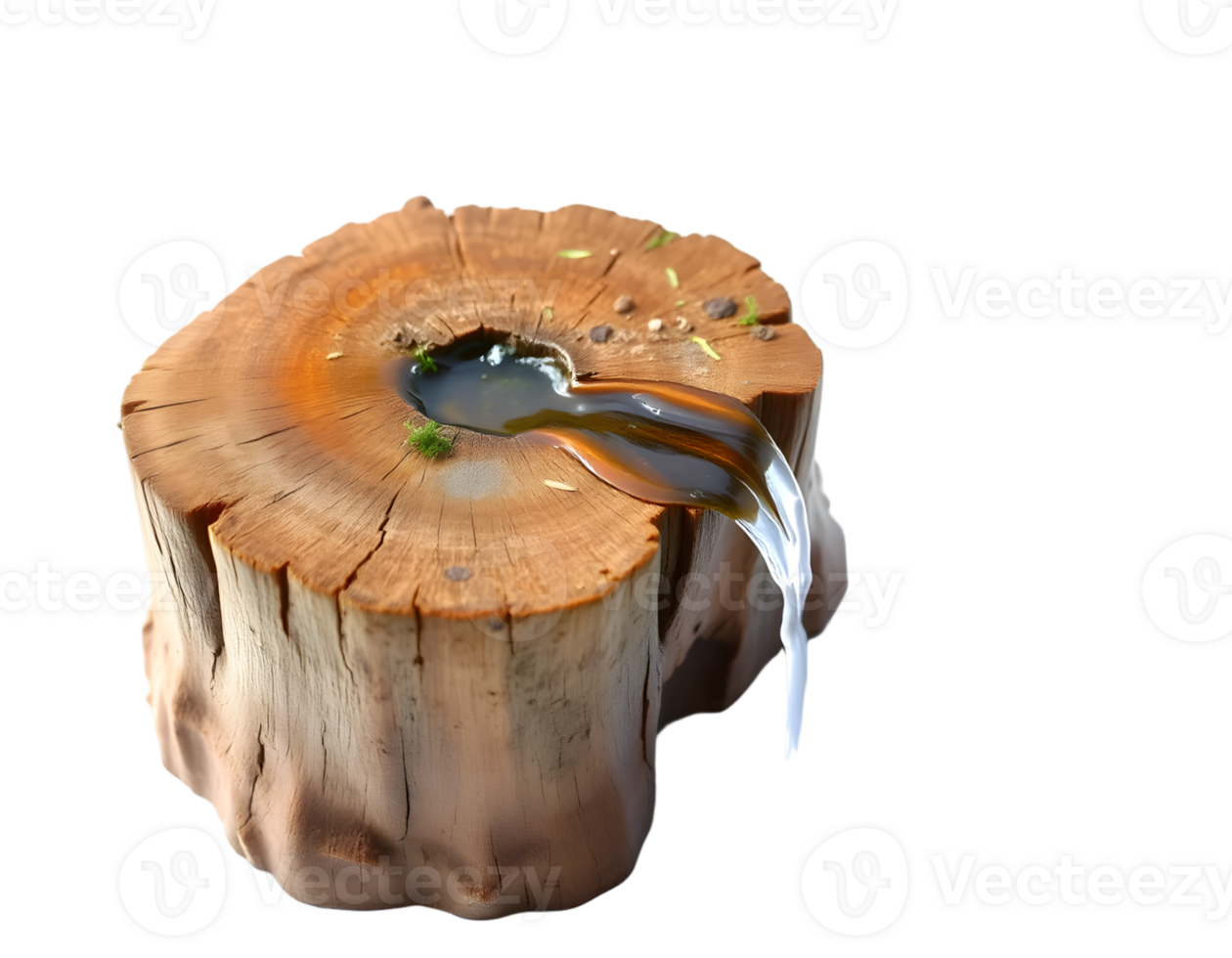 Pouring water into a tree stump png