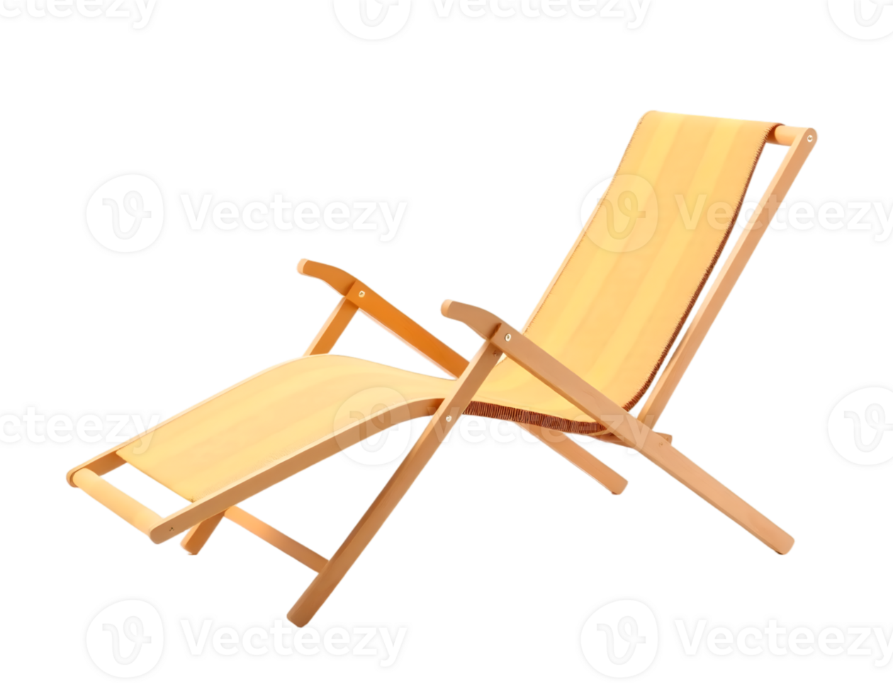 Wooden deck chair isolated on transparent background png