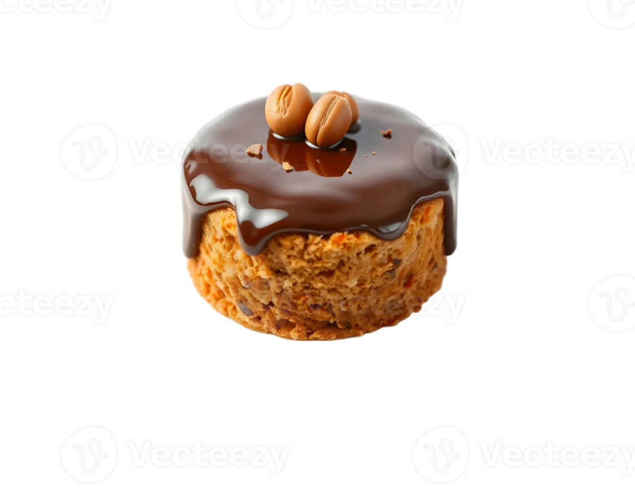 Coffee cake with chocolate glaze isolated on transparent background png
