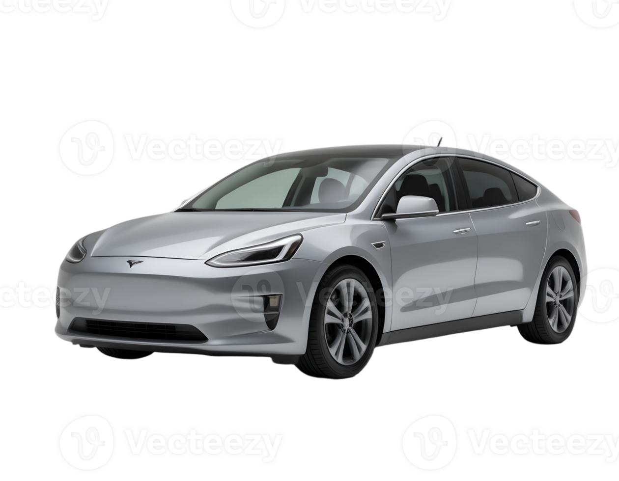 Silver car isolated on a transparent background png
