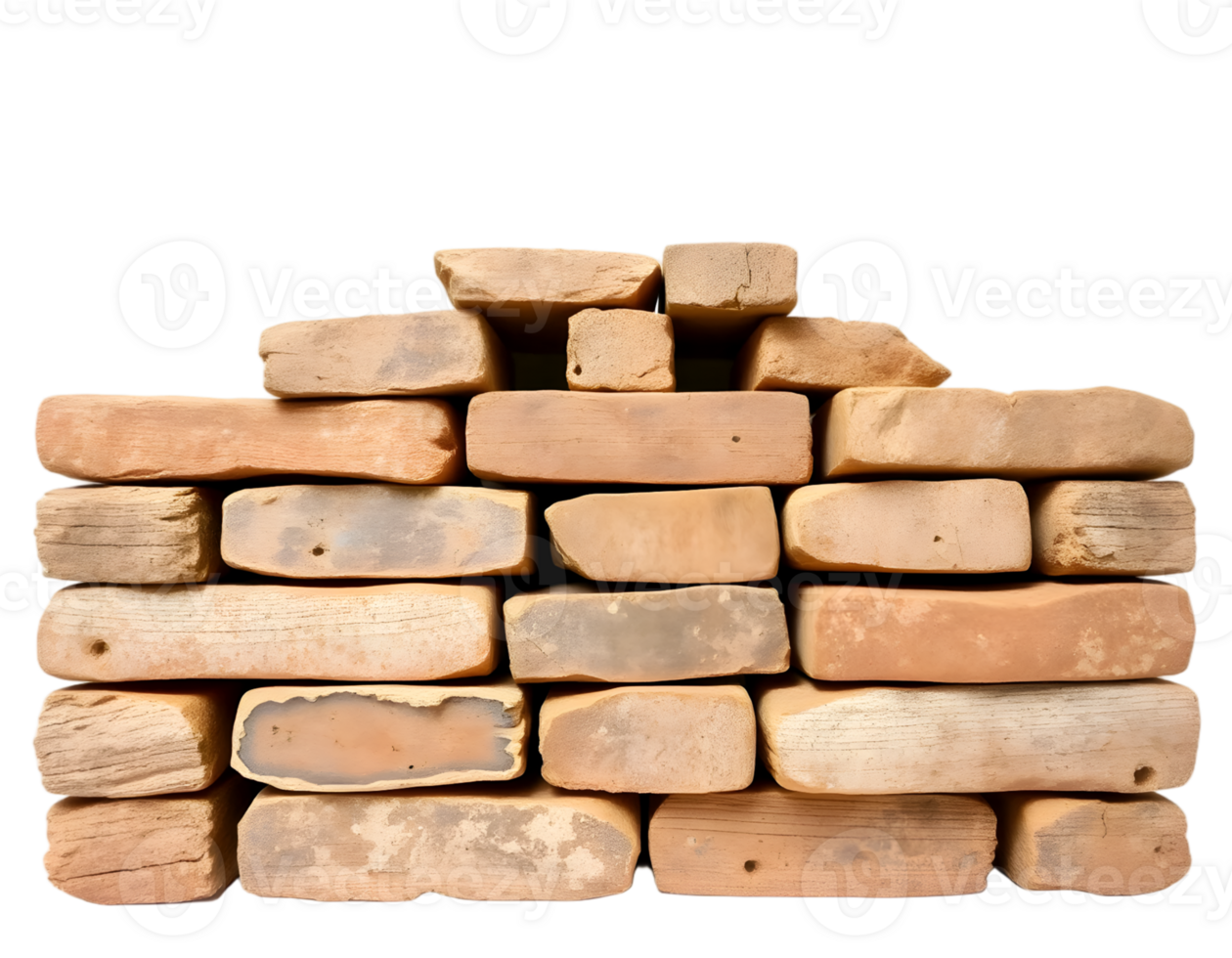 Pile of bricks isolated on a transparent background png